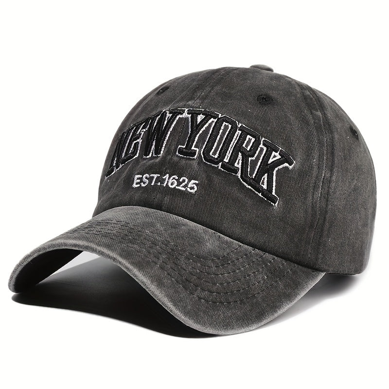 Letter Embroidery Washed Vintage Duckbill Cap New York Women's Baseball Cap Washed Duckbill Cap