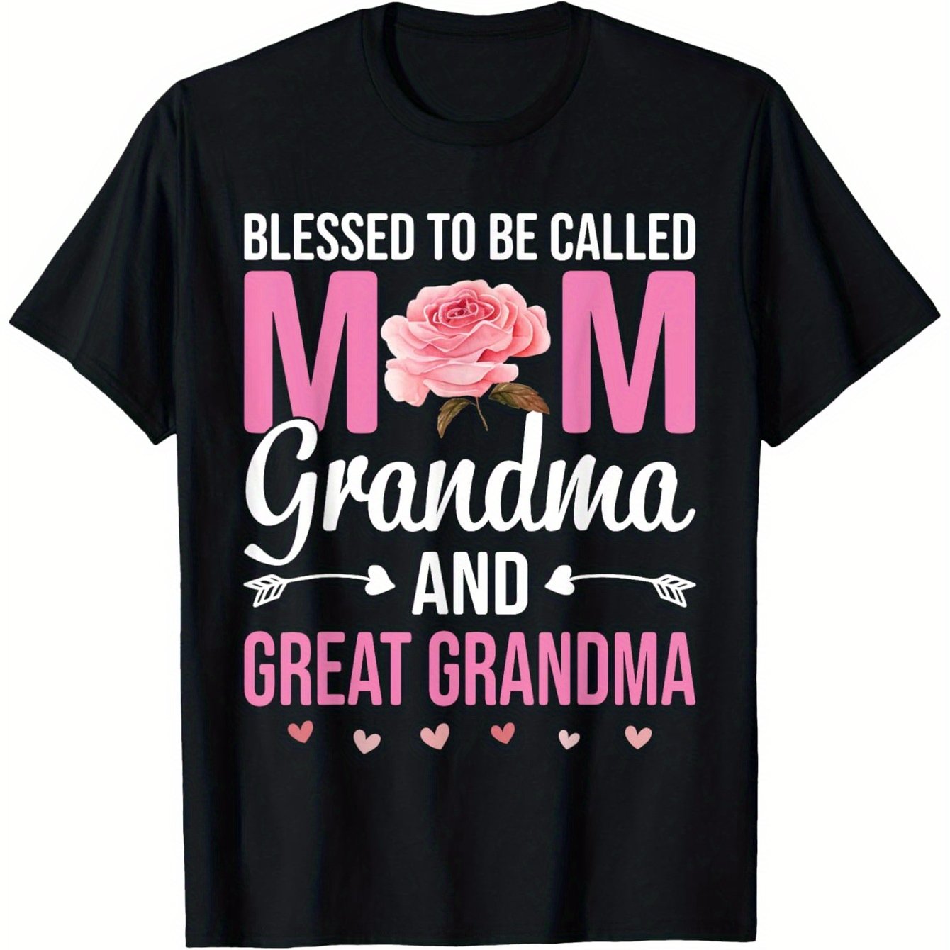 Blessed To Be Called Mom Grandma Great Grandma Mother'S Day T-Shirt - Casual Crew Neck Cotton T- shirt, Super Soft, Summer Breathable Tee - Perfect Easter, St Patrick'S Day, Valentine'S Day, Mother'S Day Gift for Dad Mom Coup