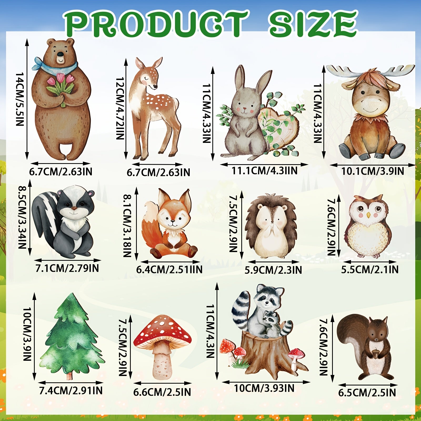 Wooden Animal Cutout Shapes Forest Painted Woodland Decorations Animals Wood Table Centerpieces Woodland Creature Decor for Craft Party Supplies Birthday Favors Cake Decor