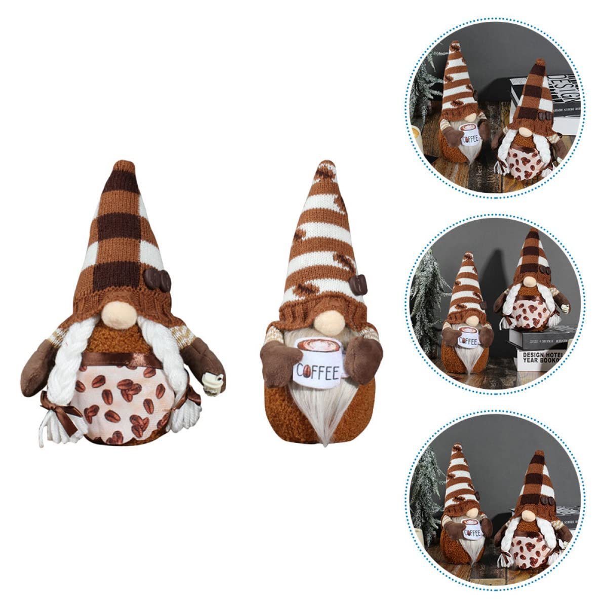 Coffee Gnomes Plush Doll Coffee Bar Decoration Swedish Tomte Elf Dwarf Collectible Figurines Dangle Leg Shelf Sitters Farmhouse Home Kitchen Decor Coffee Lover Gifts