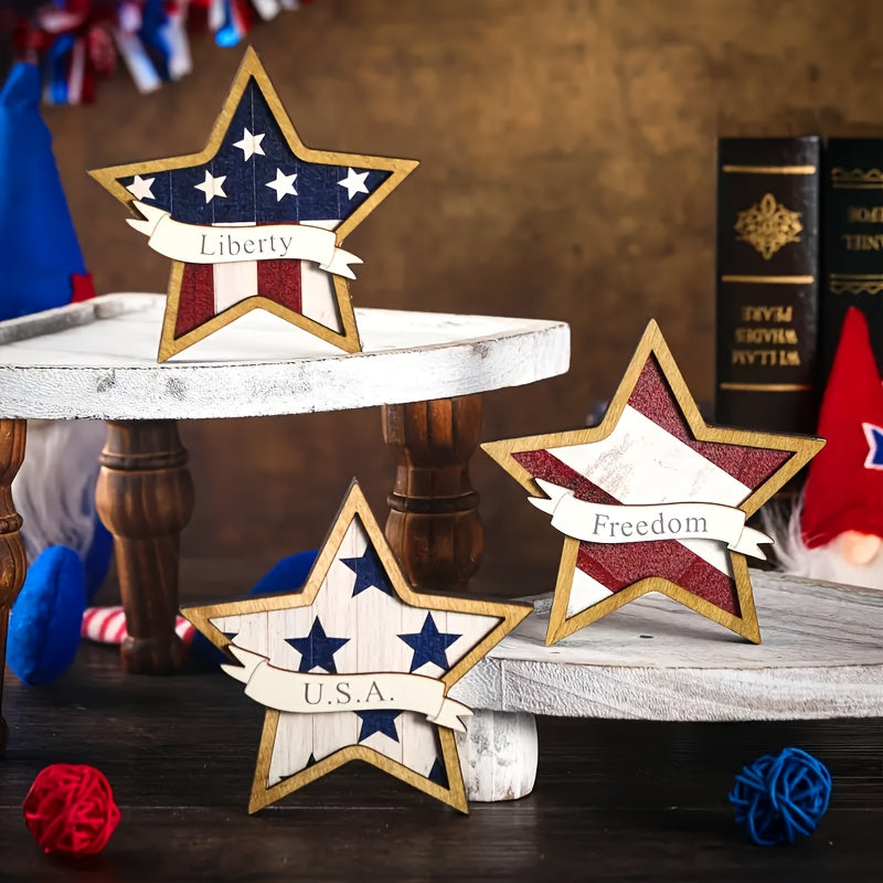 4th Of July Decorative Plaques, Patriotic America Flag Wooden Sign Decor, Independence Day Farmhouse Table Decorations, Tabletop Decorations, Memorial Day Party Supplies, Room Decorations, Summer Home Decor Table Decor, Perfe