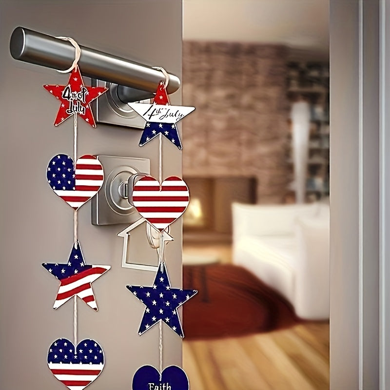 Independence Day Patriotic Wooden Decorations, 4th Of July Wooden Decorations With String For Memorial Day Decorations, Veterans Day Independence Day Party Supplies