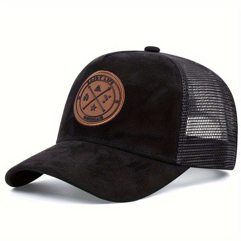 Men's Outdoor Sports Baseball Cap - Breathable, Adjustable Trucker Hat with Logo, Mesh Back, Multiple Colors