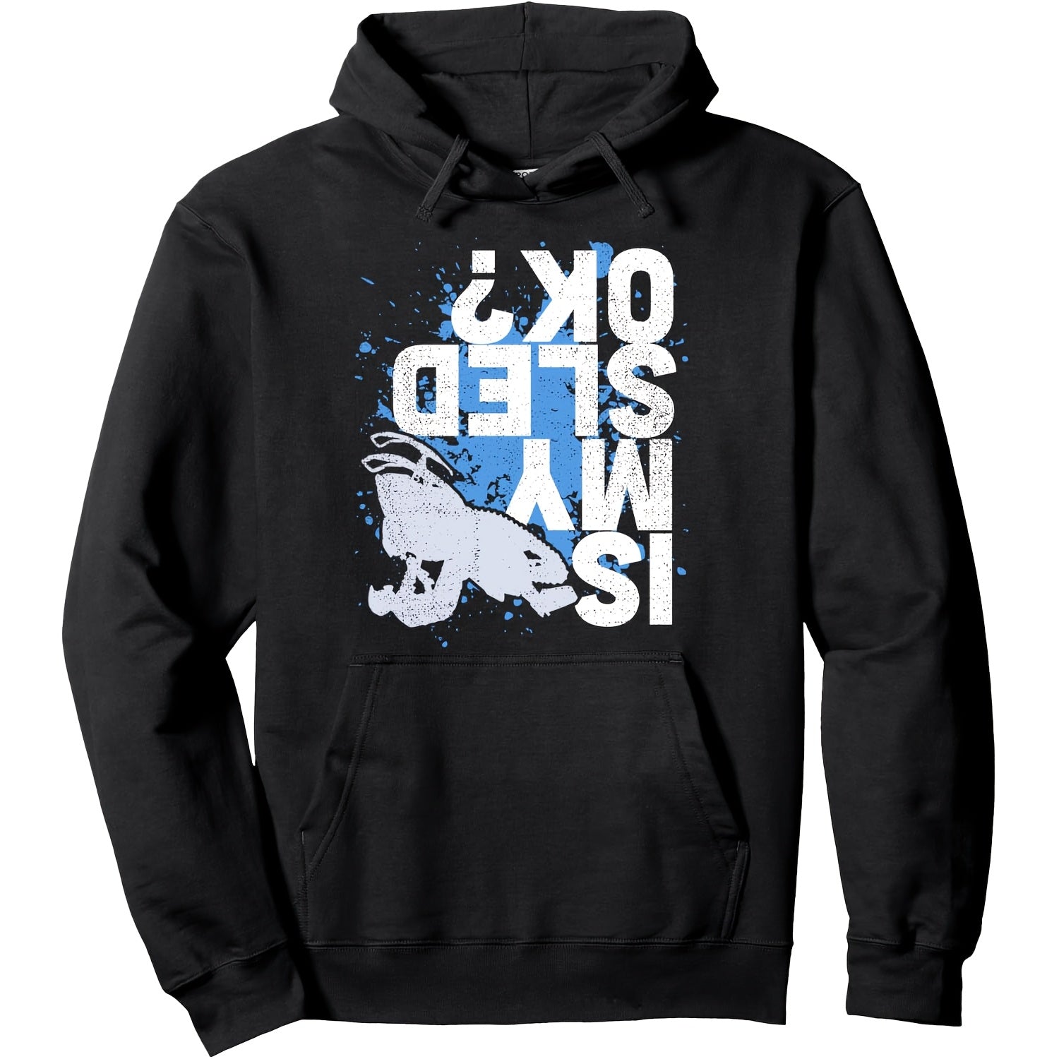 Everyday Comfort, Cartoon Print Hoodie, 50% Cotton 50% Polyester Blend, Long Sleeve Pullover with Patch Pocket, Regular Fit Knit Fabric Hooded Sweatshirt, Sweater Hoodie