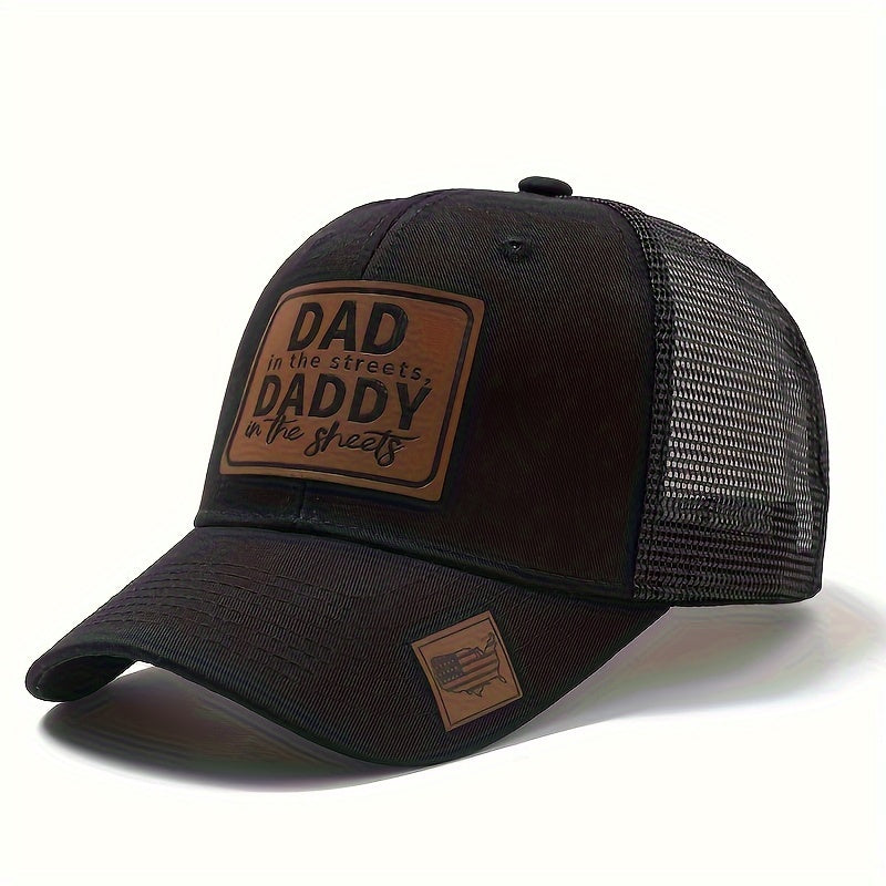 Curved Brim Baseball Cap - Breathable Mesh Trucker Hat with Dad Label, Snapback Closure, Casual Leisure Style for Outdoor Sports and Everyday Wear