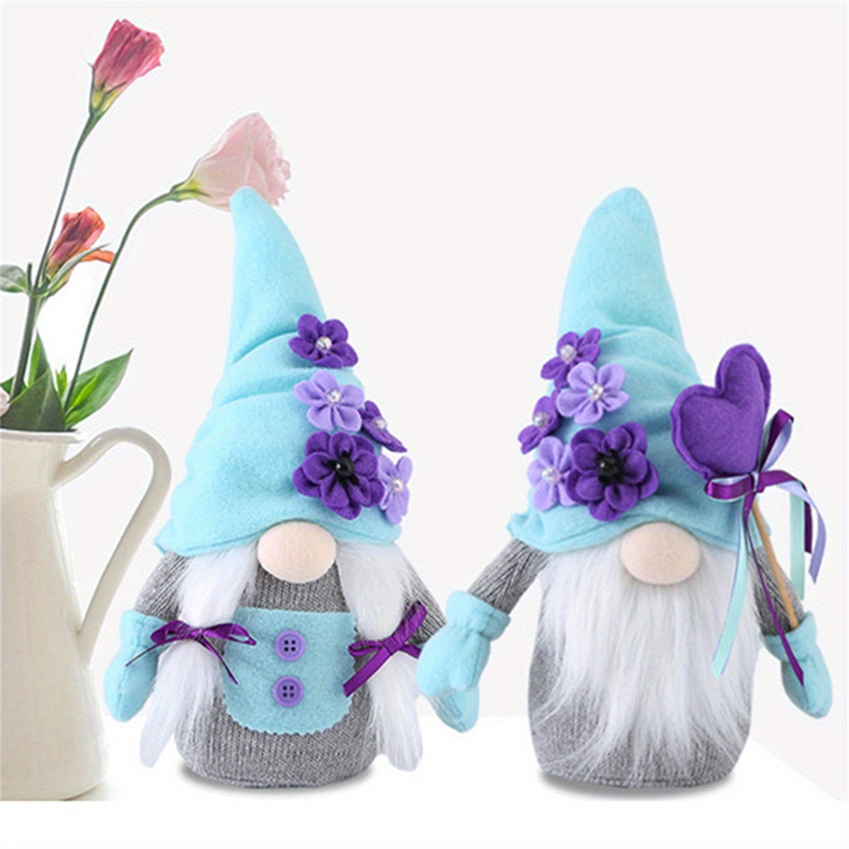 Mother's Day Gnome Decorations Gift - 3D Flower Scandinavian Nisse Plush Doll, Fabric Material, No Power Needed, Perfect for Home Ornaments & Party Decorations