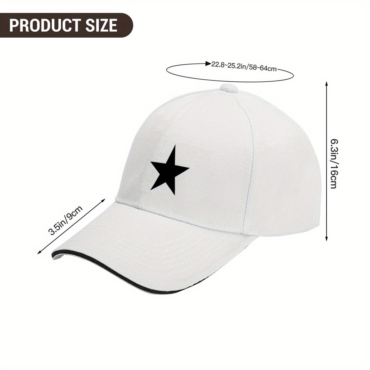 Five-Pointed Star, a Unisex Baseball Cap, Casual Street Rebound Hat, Lightweight Adjustable Visor for Both Men And Women