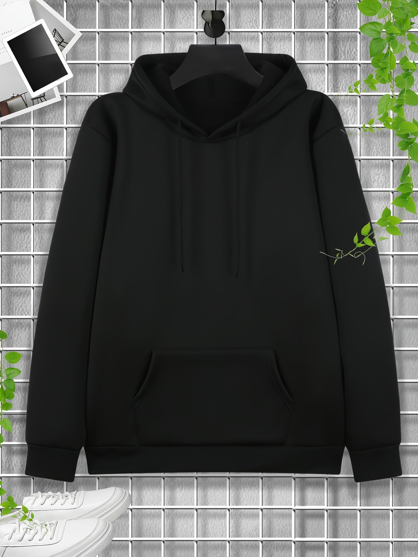 Men'S Mamba Sports Academy Hoodie - Black Cotton Blend, Breathable & Lightweight, Casual Urban Style with Golden Logo, Long Sleeve, Regular Fit, Geometric Pattern, for All Seasons