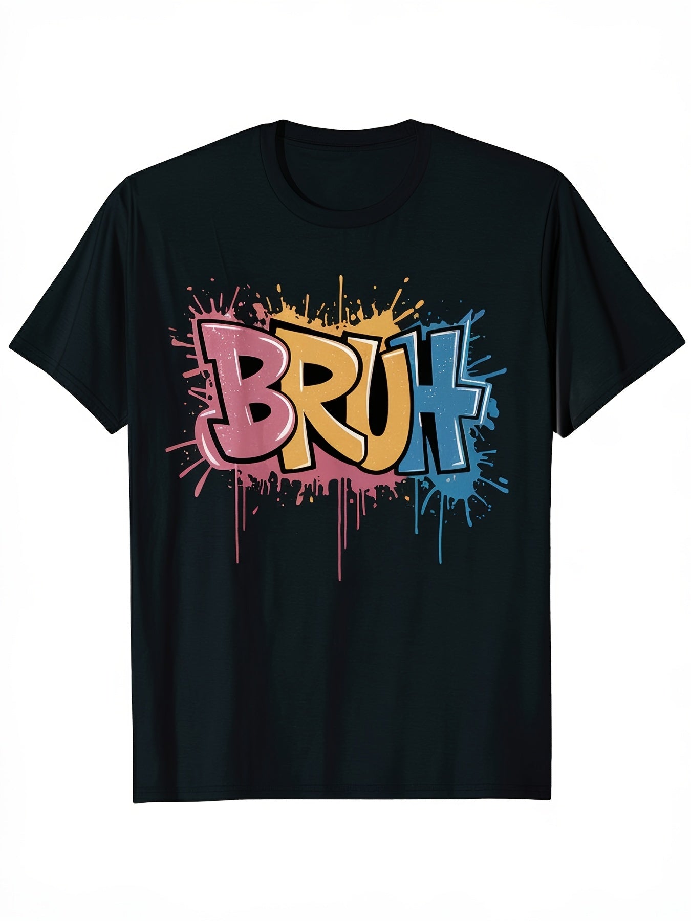 Boys Bruh Meme Saying Teens Paint Drip Graffiti Aesthetic T-Shirt