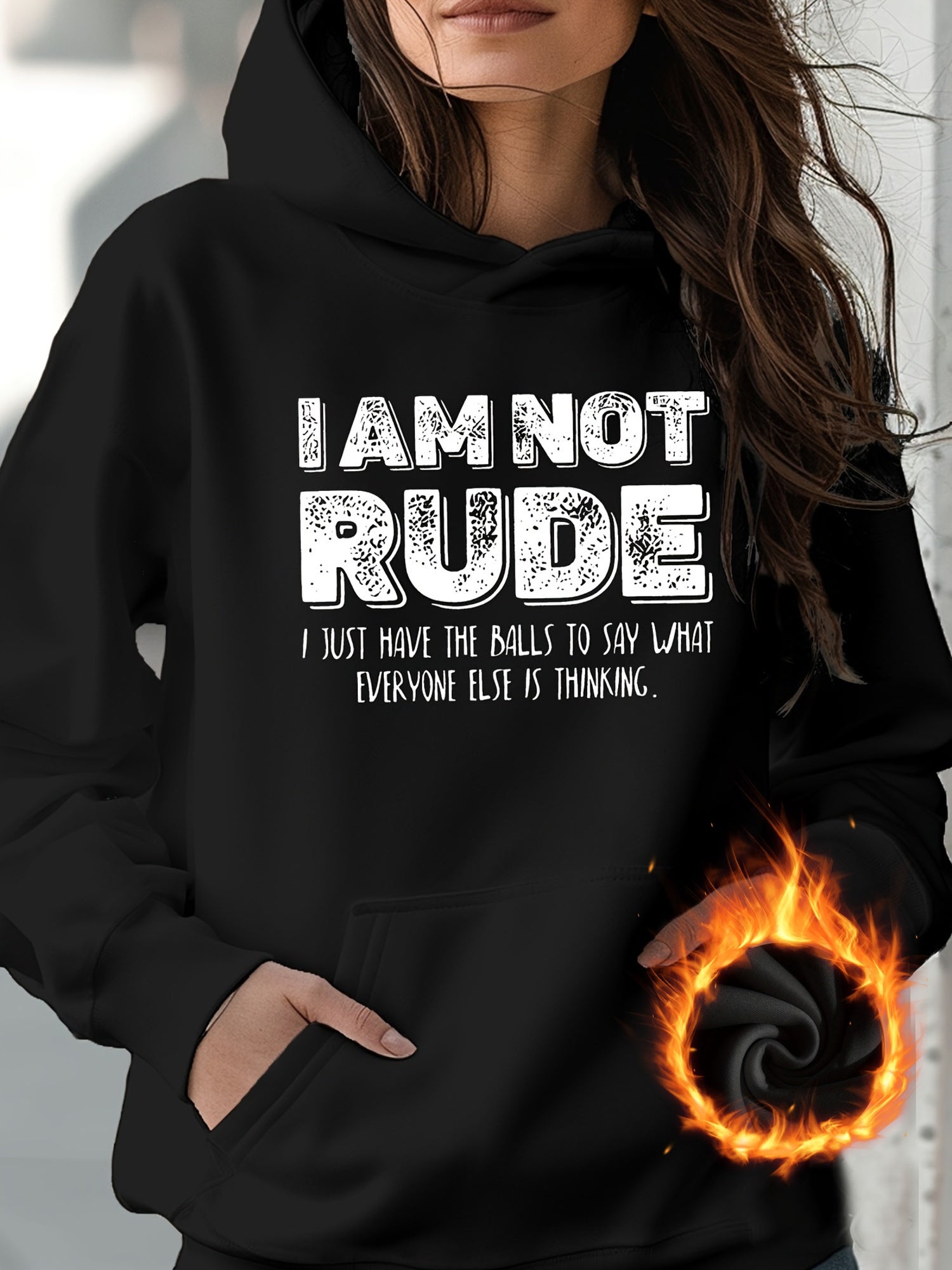 I Am Not Rude Slogan Women's Hoodie - Soft 60% Cotton Loose Fit Streetwear Pullover, Machine Washable Casual Sweatshirt with Bold Graphic Print for Casual Attire, Sweater Hoodie, Outdoor Activity Apparel, Streetstyle Pullover