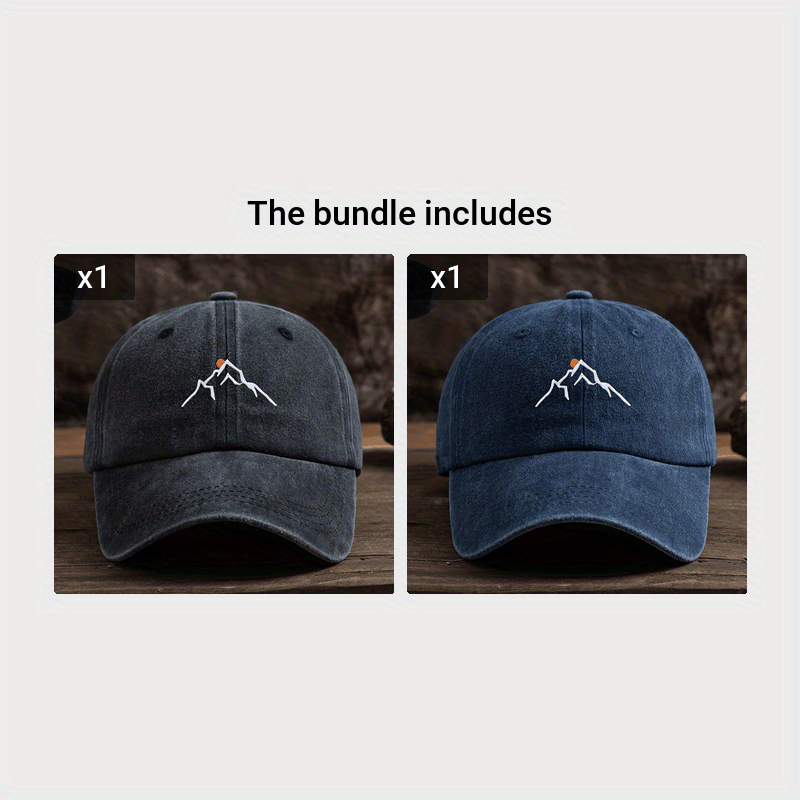 [Embroidered Baseball Cap] Adjustable Embroidered Mountain Peak Baseball Cap | Curved Brim For Outdoor Activities Like Hiking & Fishing | Machine Washable