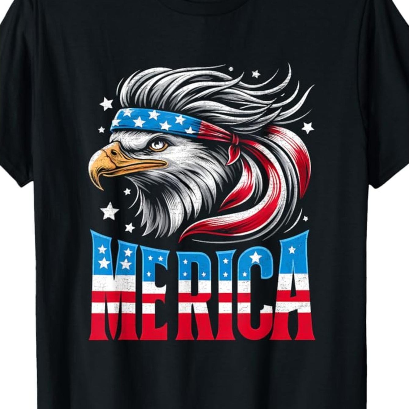 100% Made in USA, 180g 4th of July Merica USA Flag Bald Eagle Patriotic Men Women T Shirt