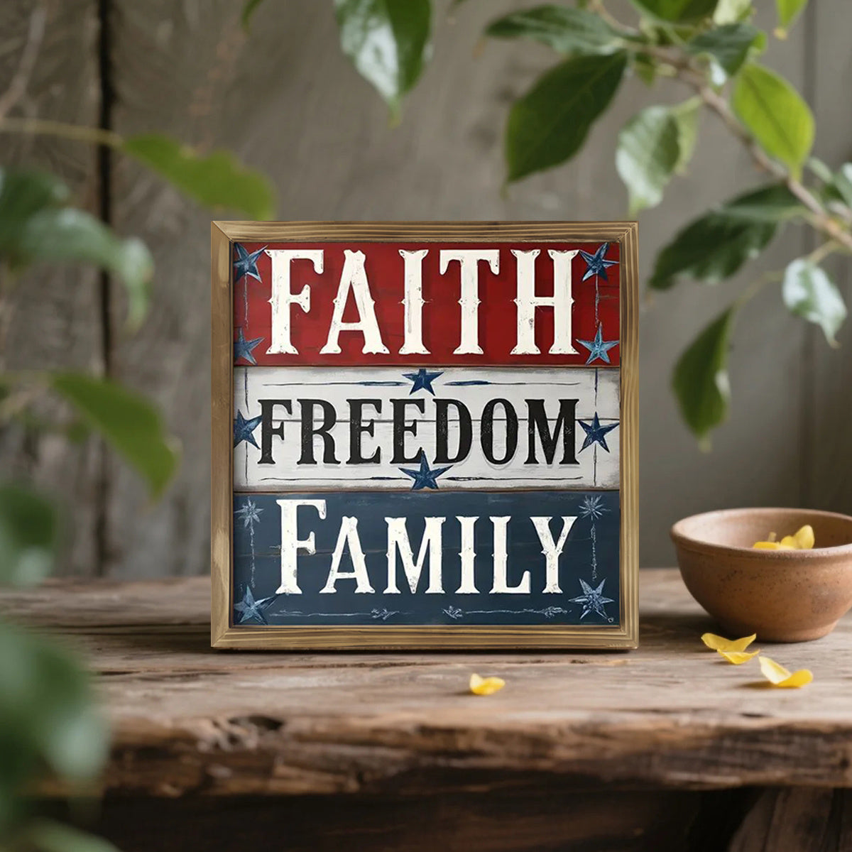 [Rustic Wooden Art] Rustic 8 Inch Wooden Wall Art | 1pc Vintage Patriotic 