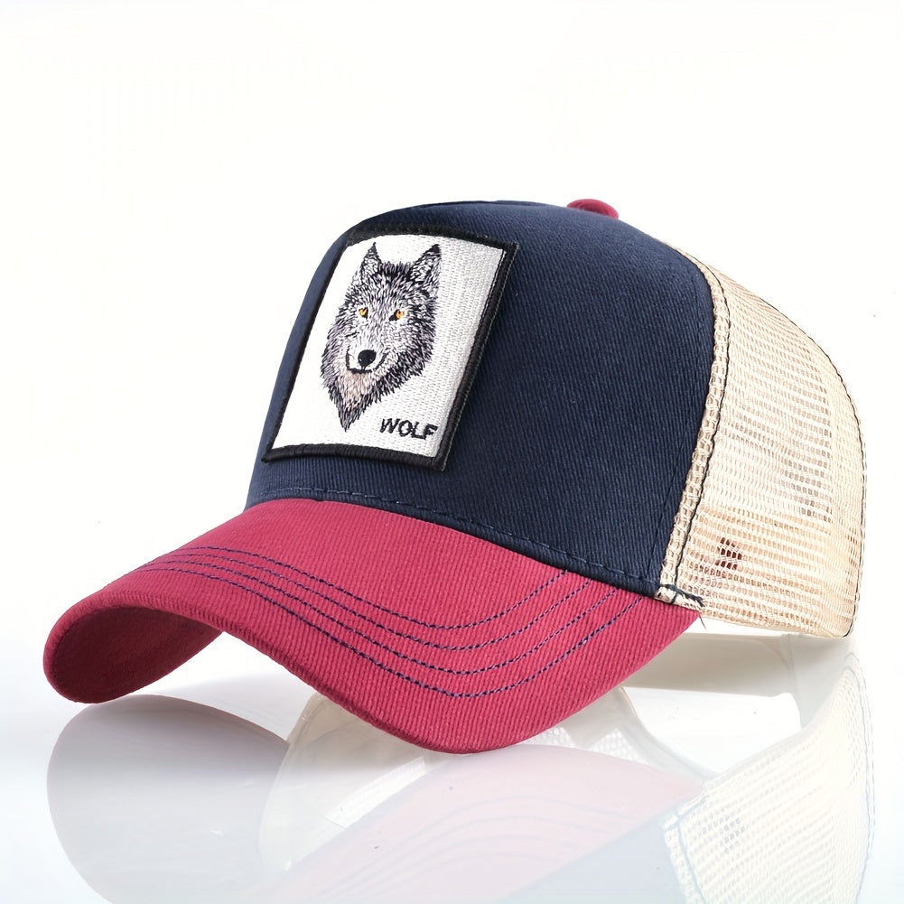 Men'S & Women'S Wolf Embroidery Snapback Trucker Hat - Breathable, Fitted, All-Season Outdoor Sports Cap with Adjustable Sizing, Outdoor Sports Cap|Adjustable Headgear|Snapback Closure