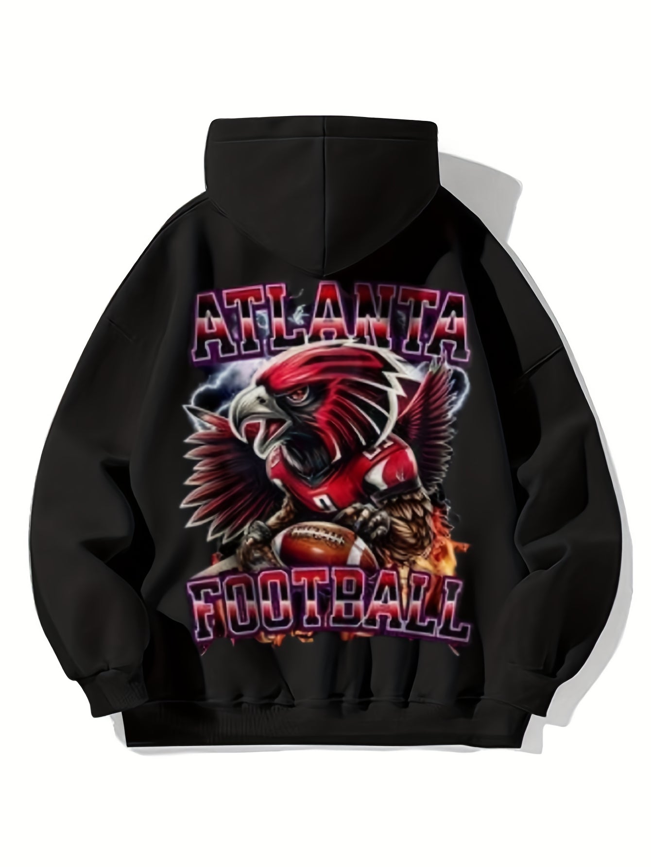 Vintage Football Team Print Hoodie with Kangaroo Pocket - Cotton Blend, Long Sleeve Pullover for Men, Perfect for Fall & Winter Streetwear