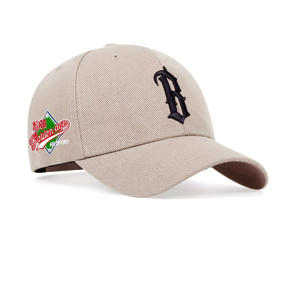 [Lightweight Adjustable Baseball Cap] Gothic B Embroidery Baseball Cap Solid Color Casual Dad Hats Lightweight Adjustable Sun Hat For Women & Men