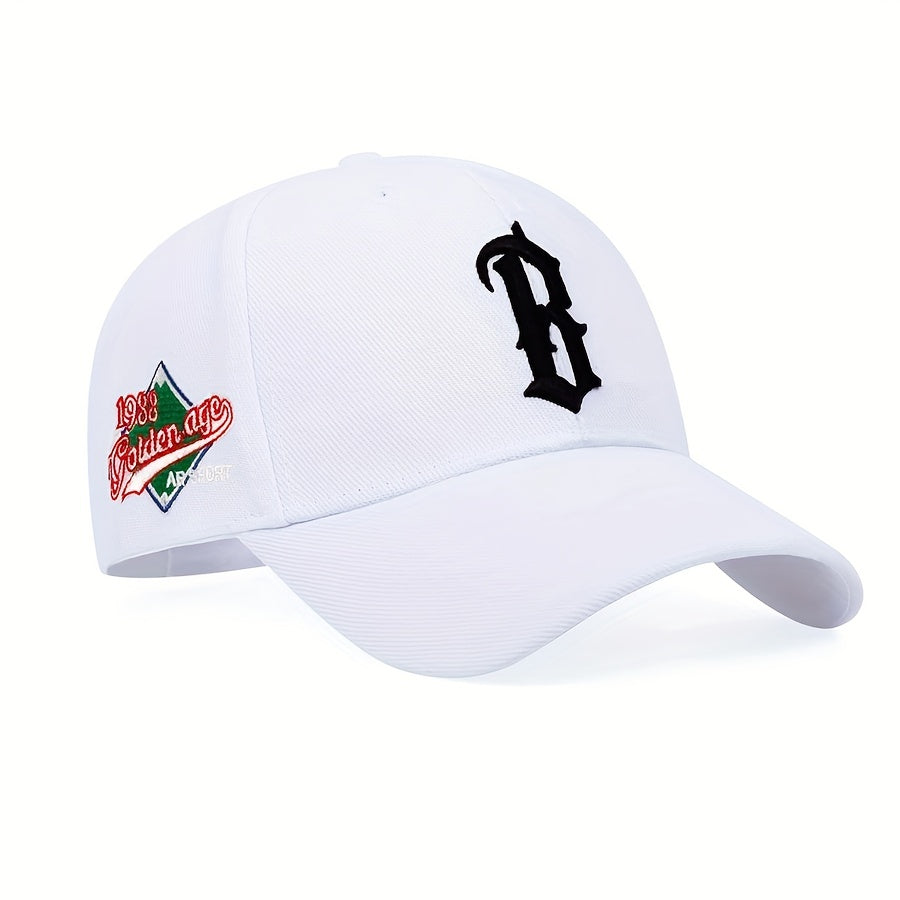 [Lightweight Adjustable Baseball Cap] Gothic B Embroidery Baseball Cap Solid Color Casual Dad Hats Lightweight Adjustable Sun Hat For Women & Men