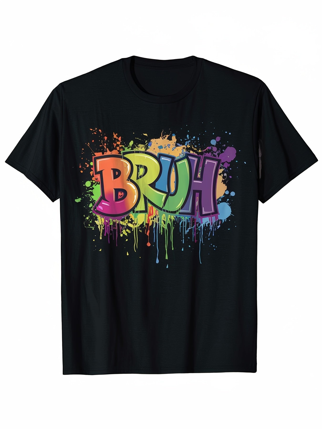 Boys Bruh Meme Saying Teens Paint Drip Graffiti Aesthetic T-Shirt