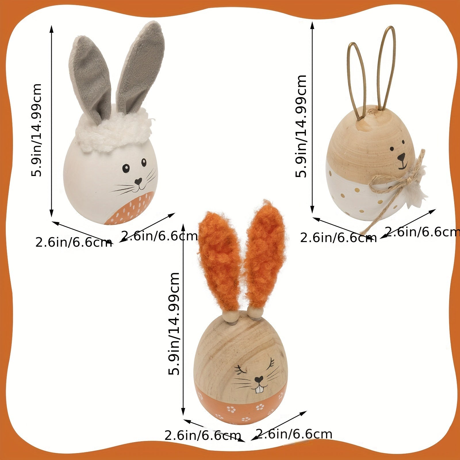 [Wooden Easter Decor] Wooden Decorative Easter Egg Decor, Easter Bunny Eggs Figurine, Indoor Spring Table Centerpieces Shelf Fireplace Mantel Desk Tiered Tray Decorations For Home