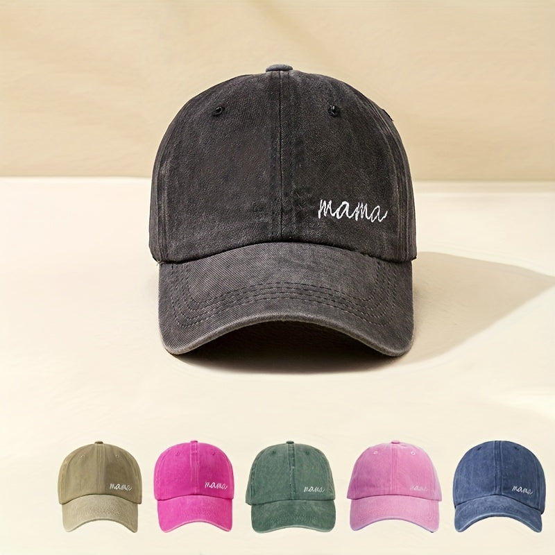 [Candy Color Washed Baseball Cap] Mama Embroidery Simple Baseball Cap Candy Color Washed Distressed Sun Hat Outdoor Sports Dad Hats For Women Men