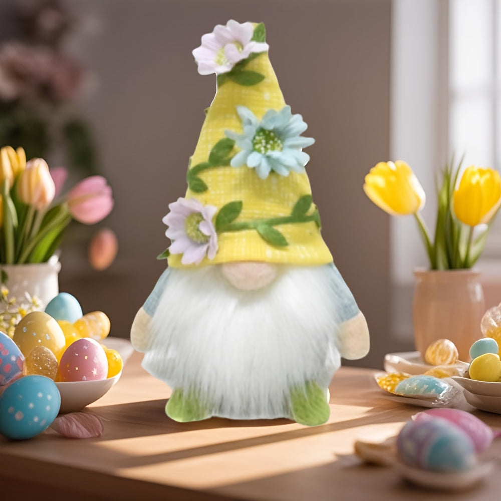 Gnome Fabric Ornament, Seasonal Decorative Dwarf Fabric Ornament With Flowers, Multi-purpose Holiday Decorations, Durable Material, No Electricity Required, Suitable For Christmas, Halloween, Easter, Thanksgiving, Valentine'S