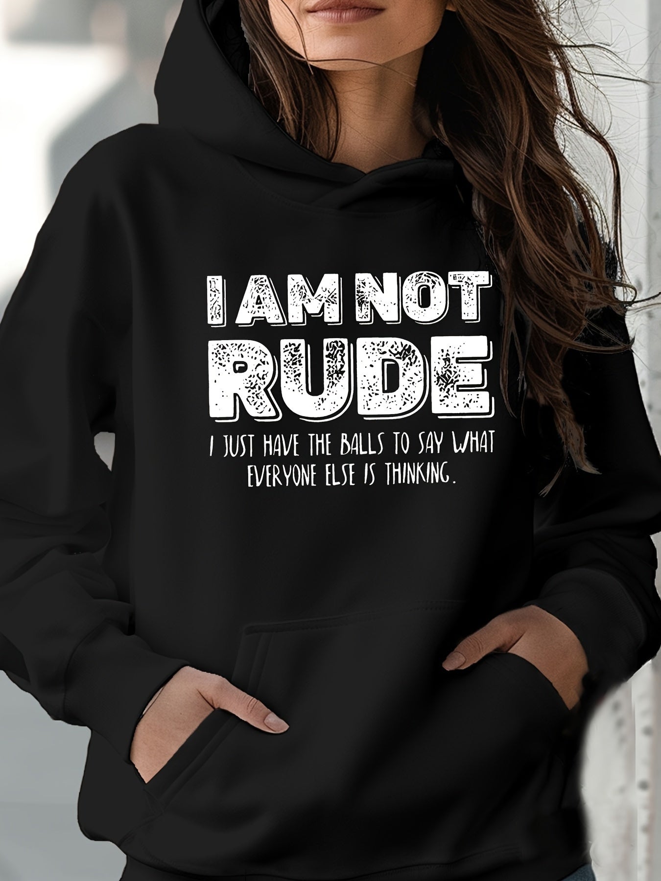 I Am Not Rude Slogan Women's Hoodie - Soft 60% Cotton Loose Fit Streetwear Pullover, Machine Washable Casual Sweatshirt with Bold Graphic Print for Casual Attire, Sweater Hoodie, Outdoor Activity Apparel, Streetstyle Pullover