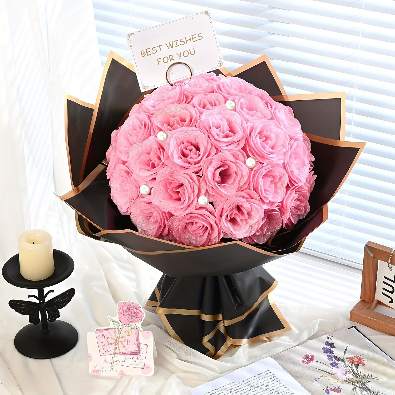 [Luxurious Eternal Rose] 24/36pcs Luxurious Eternal Rose Bouquet with Pearl Accents - Artificial Roses in Red, Blue/Purple for Weddings, Anniversaries, Holiday Decor, and Special Occasions