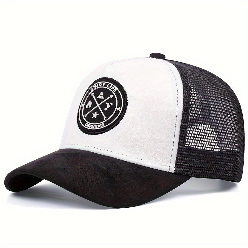 Men's Outdoor Sports Baseball Cap - Breathable, Adjustable Trucker Hat with Logo, Mesh Back, Multiple Colors
