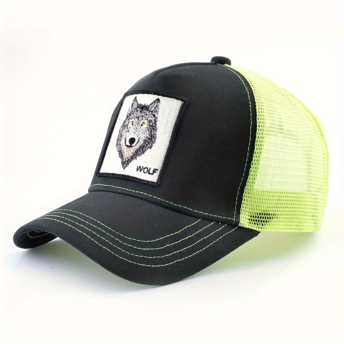 Men'S & Women'S Wolf Embroidery Snapback Trucker Hat - Breathable, Fitted, All-Season Outdoor Sports Cap with Adjustable Sizing, Outdoor Sports Cap|Adjustable Headgear|Snapback Closure