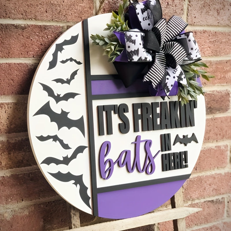 [Freakin' Bats Halloween Sign] Halloween 3D Lettering Door Hanger Sign - It's Freakin' Bats - Fall Porch Decor, Wreath, Front Door Decoration