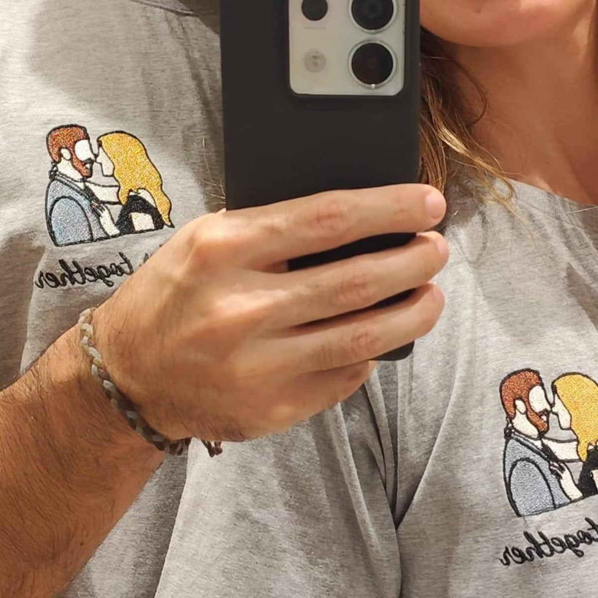 Custom Embroidered Portrait from Photo Tshirt, Personalized Family Photo Shirts, Anniversary Gift, Line Art Couple Tee, Personalized Gifts