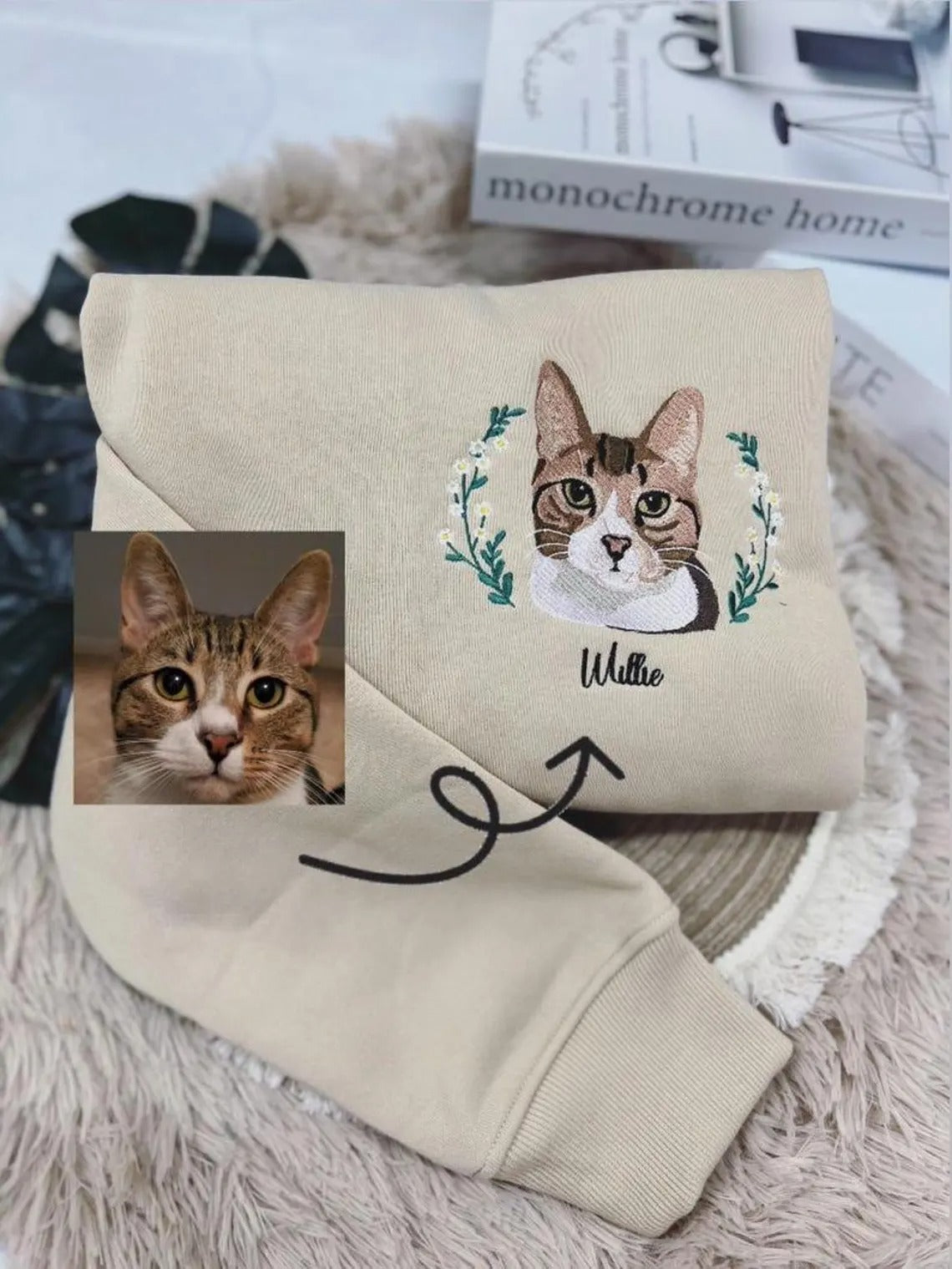 Custom EMBROIDERED Pet Portrait Comfort Colors T-Shirt,Custom Dog Mom Gift, Cat Mom,Personalized Pet Memorial,Personalized Pet Embroidery