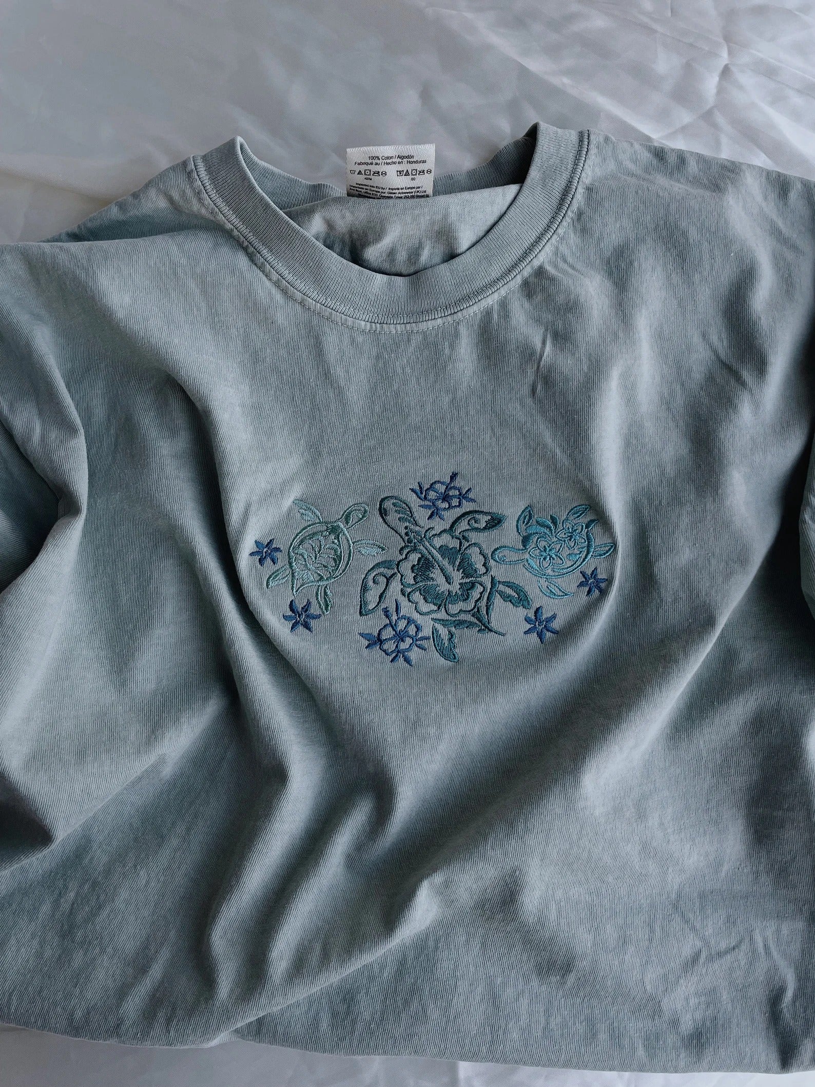 Tropical Turtles Embroidered T-Shirt