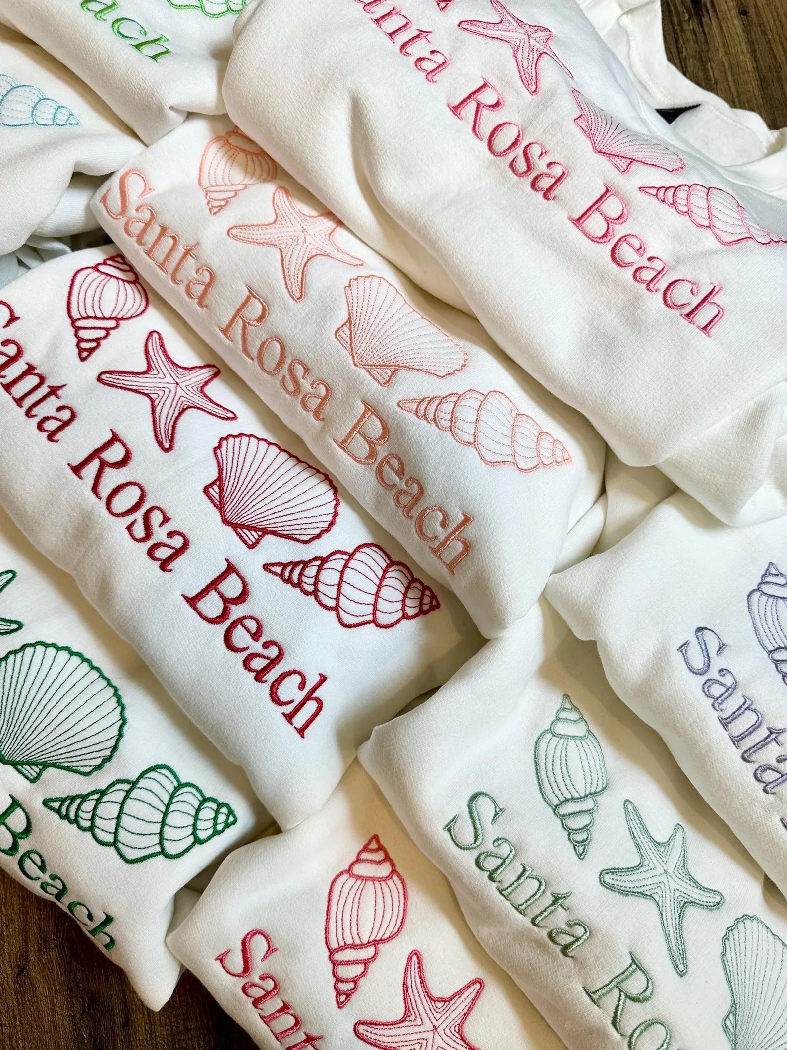 Custom Seashell Beach Island Embroidered Crewneck Sweatshirt | Bachelorette Crewneck Pullover | Beach Sweatshirt | Island Sweatshirt