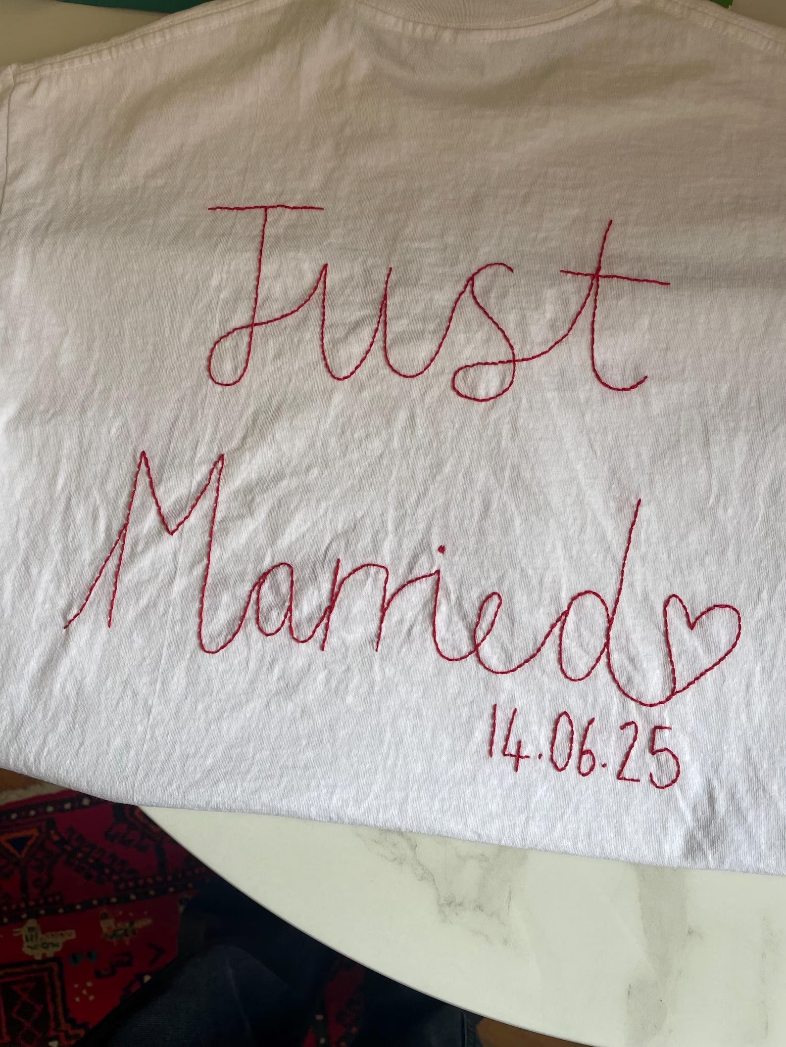 Personalised hand embroidered t-shirts