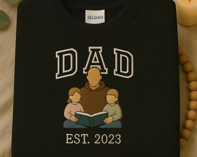 Embroidered dad shirt, Custom embroidered father tshirt, custom father embroidered tshirt, Custom embroidered photo, Sweatshirt-Hoodie shirt