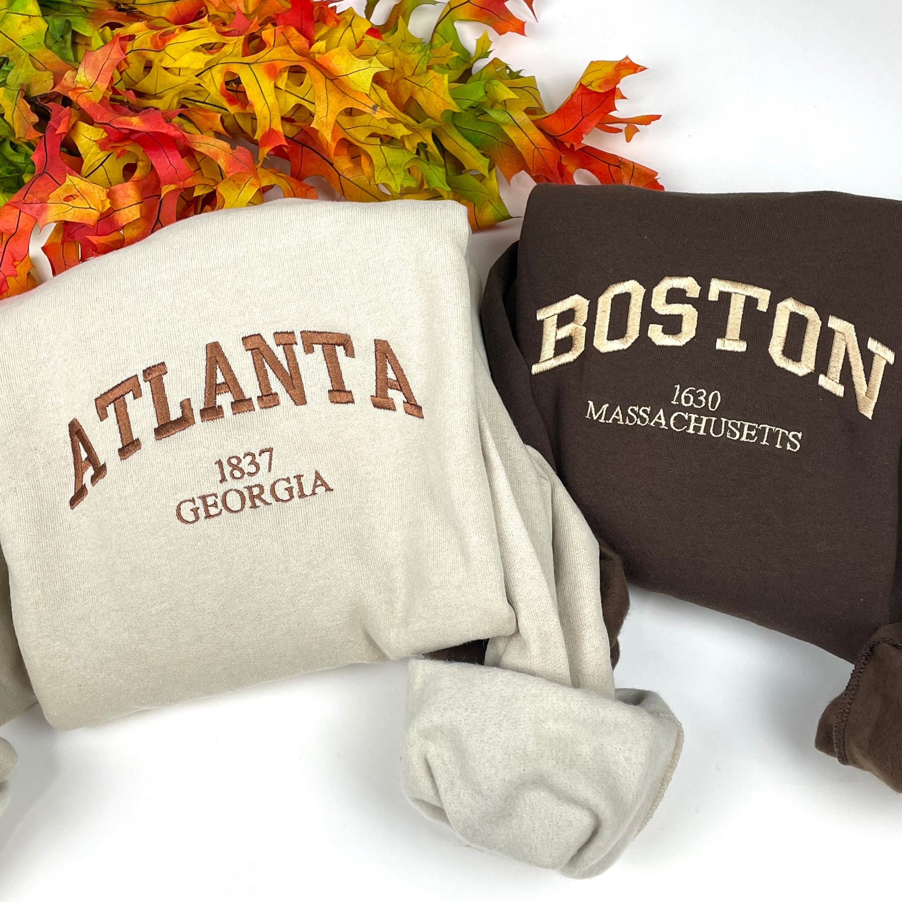 Custom Your City Sweatshirts- Custom City Embroidered Sweatshirts Your Town and State Shirt