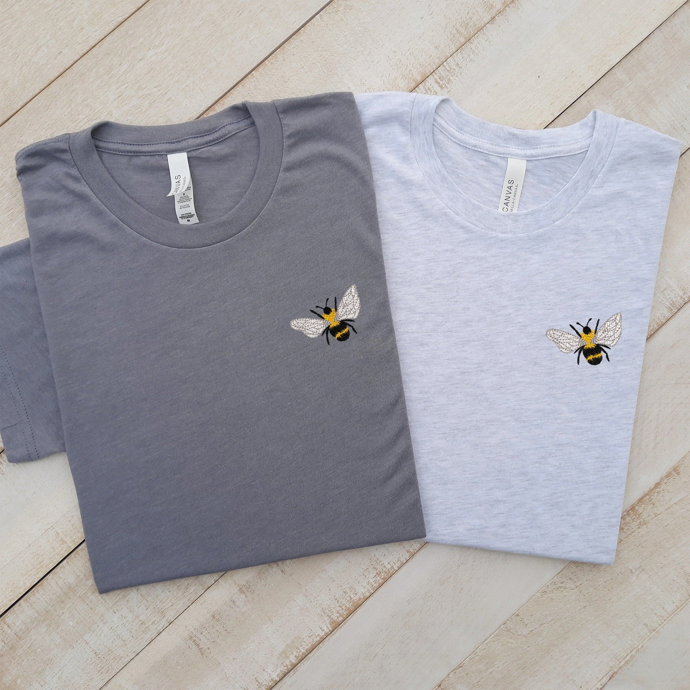 Cute Bee Embroidered T-shirt, Unisex Crewneck T-shirt, Bee Lover T-shirt, Themed Gifts Bee, Custom Embroidered Bee T-shirt Gift for Friend!
