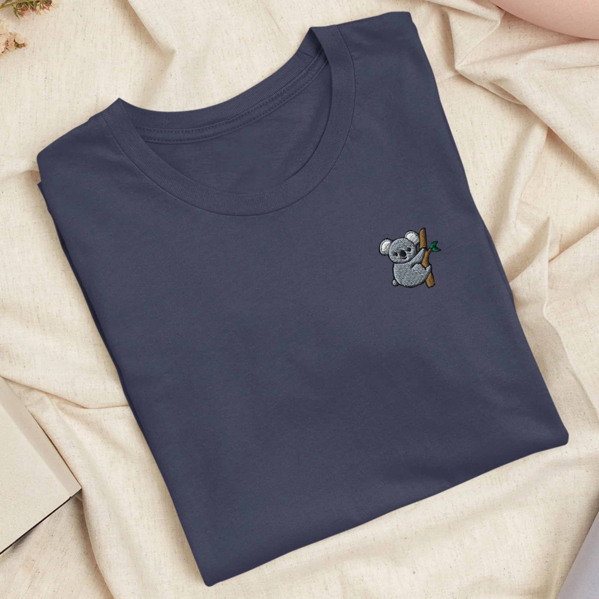 Cute Koala Bear Embroidered T-Shirt with Comfortable Stretch - Soft, Lightweight, Variety of Colors