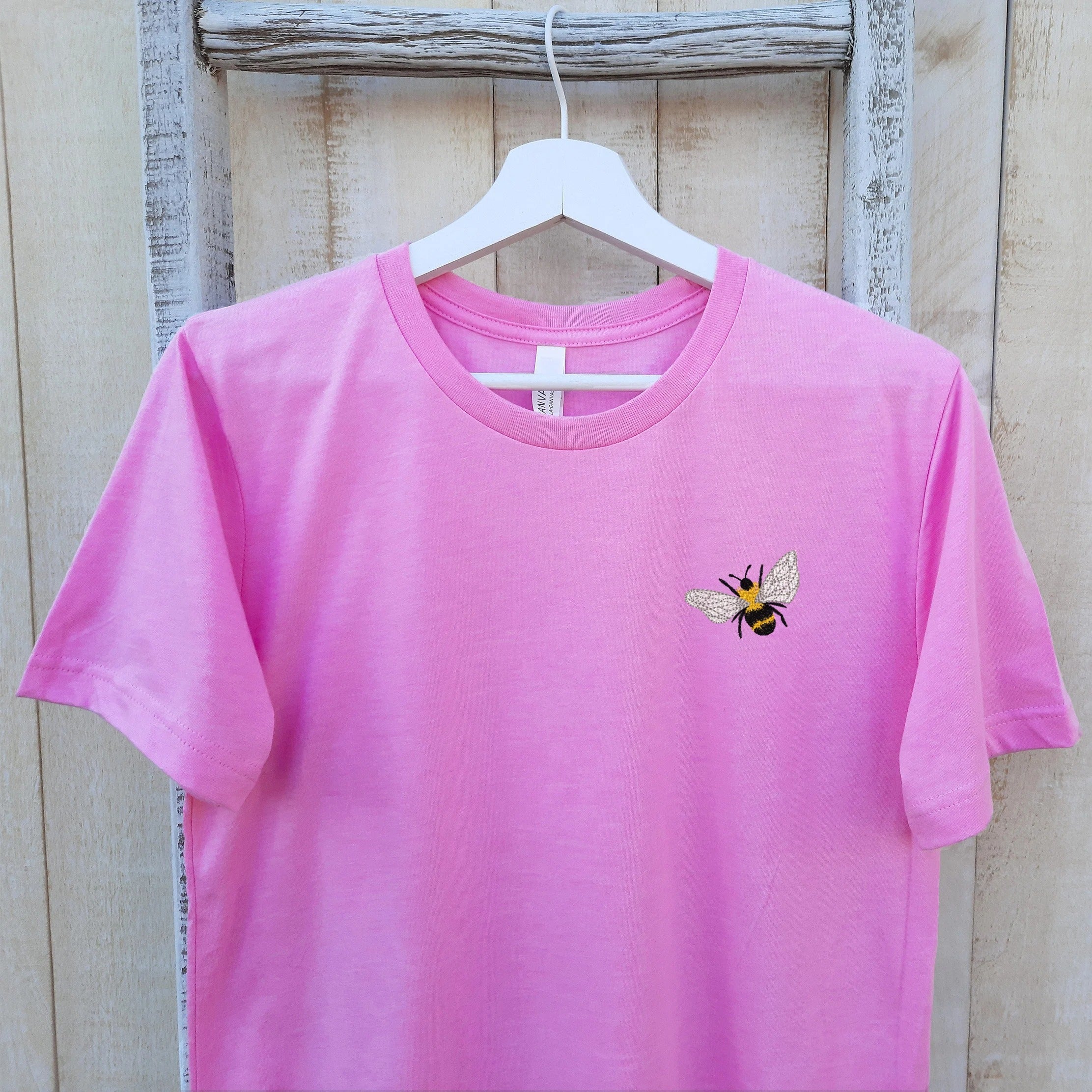 Cute Bee Embroidered T-shirt, Unisex Crewneck T-shirt, Bee Lover T-shirt, Themed Gifts Bee, Custom Embroidered Bee T-shirt Gift for Friend!