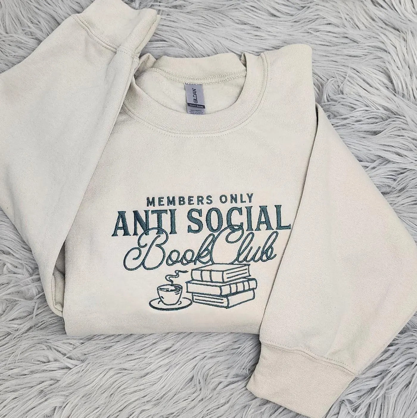 Anti Social Book Club Embroidered Crewneck, Book Club Shirt, Book Lover Crewneck, Bookish Crewneck, Book Club T-Shirt
