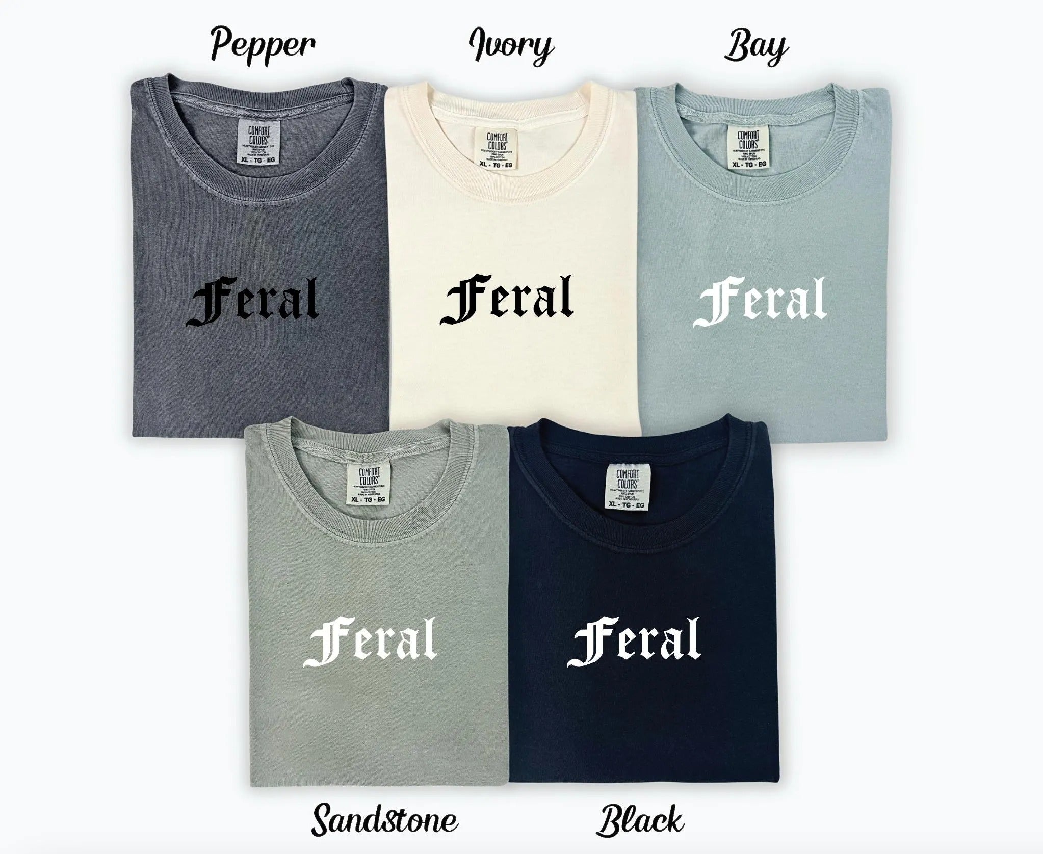 Feral Embroidered T-shirt - Comfort Colors T-shirt - Embroidered T-shirt - feral- gift- Choose your thread color! Custom embroidered shirt