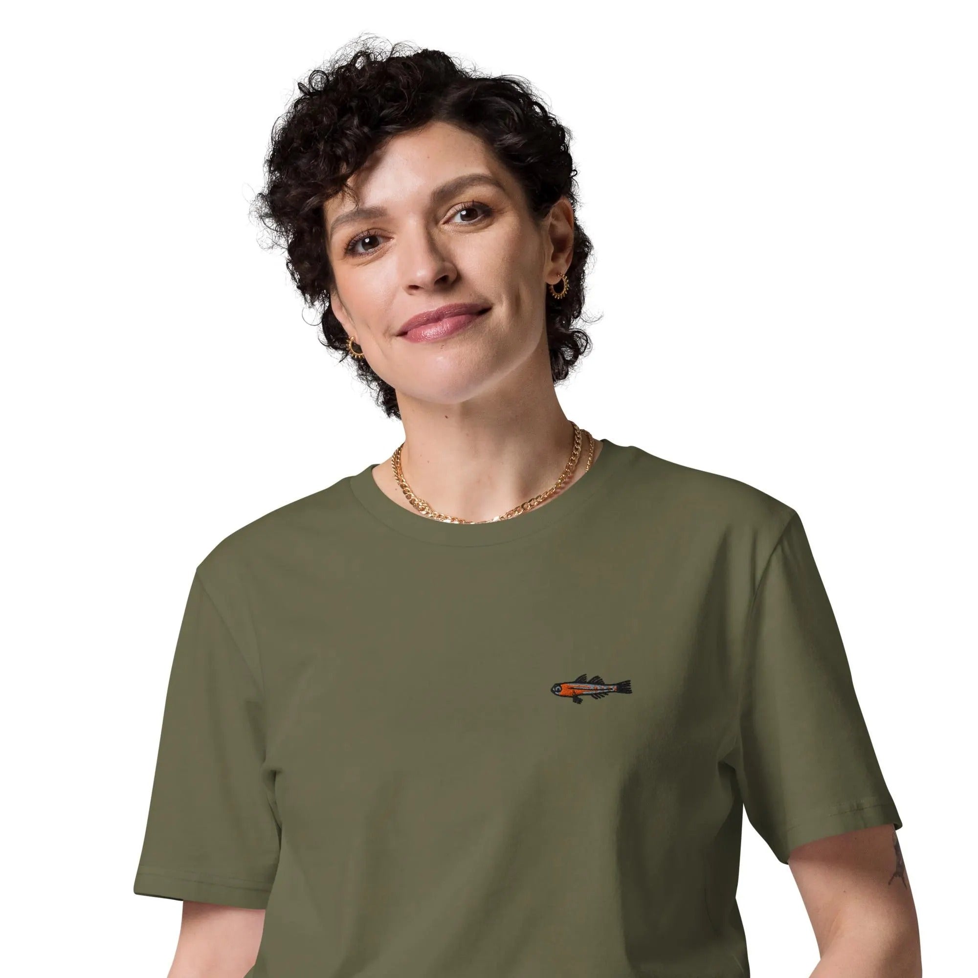 Fish Masked Goby Organic Embroidered T-Shirt Minimal Design
