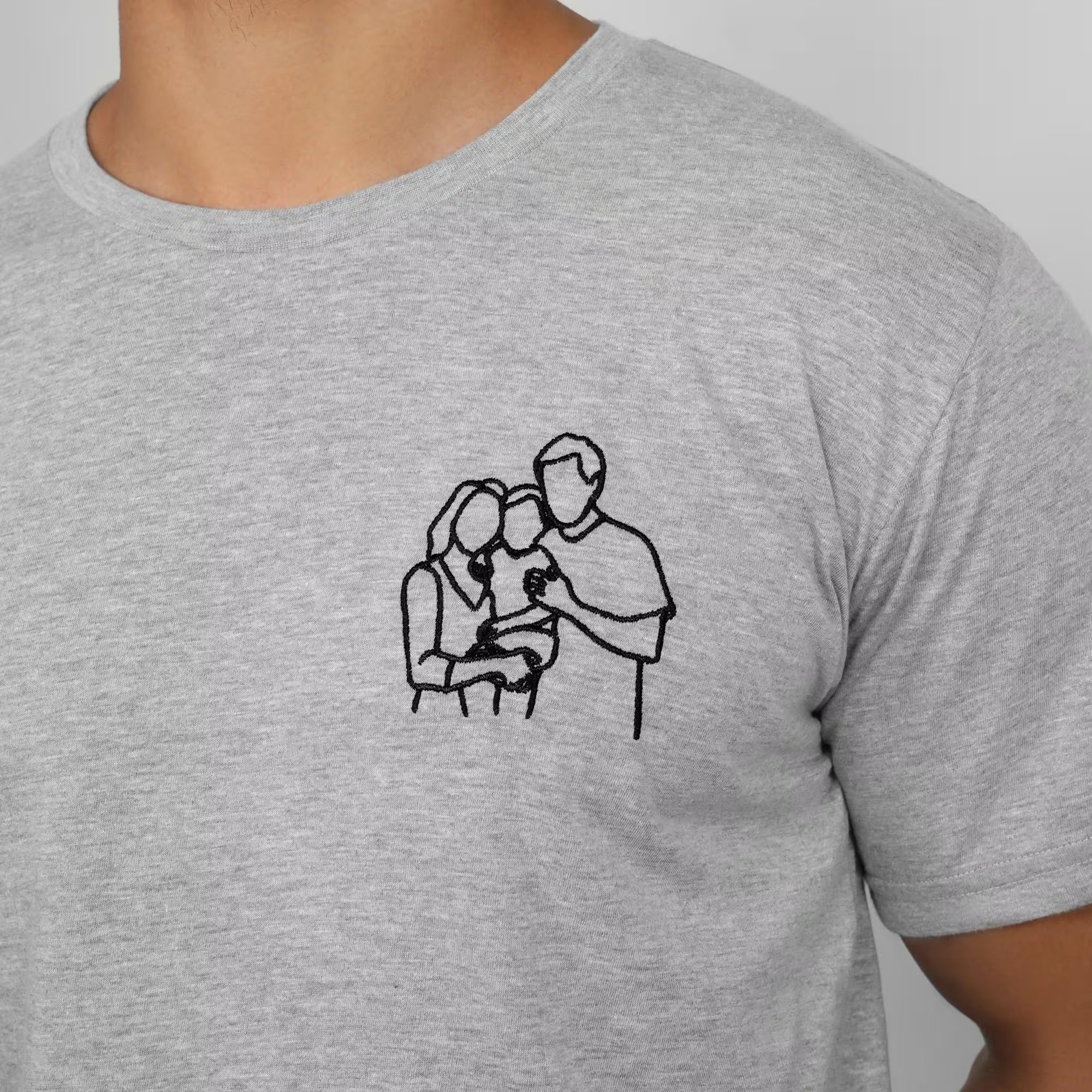 Custom Embroidered Portrait from Photo Tshirt, Personalized Family Photo Shirts, Anniversary Gift, Line Art Couple Tee, Personalized Gifts
