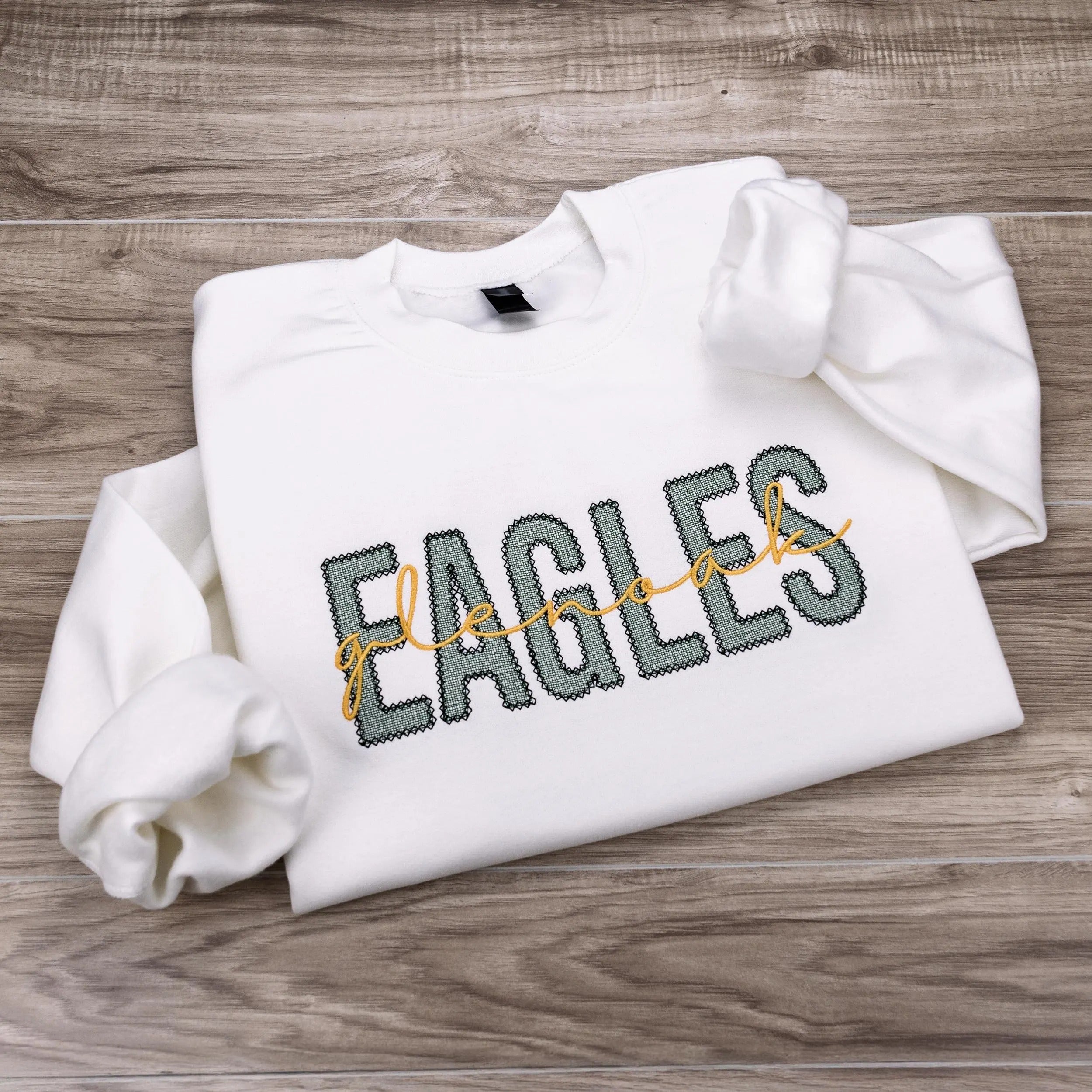 Embroidered School Mascot Crewneck Sweatshirt, College University Shirt, High School Sweatshirt, Sorority Gift, Spirit Wear