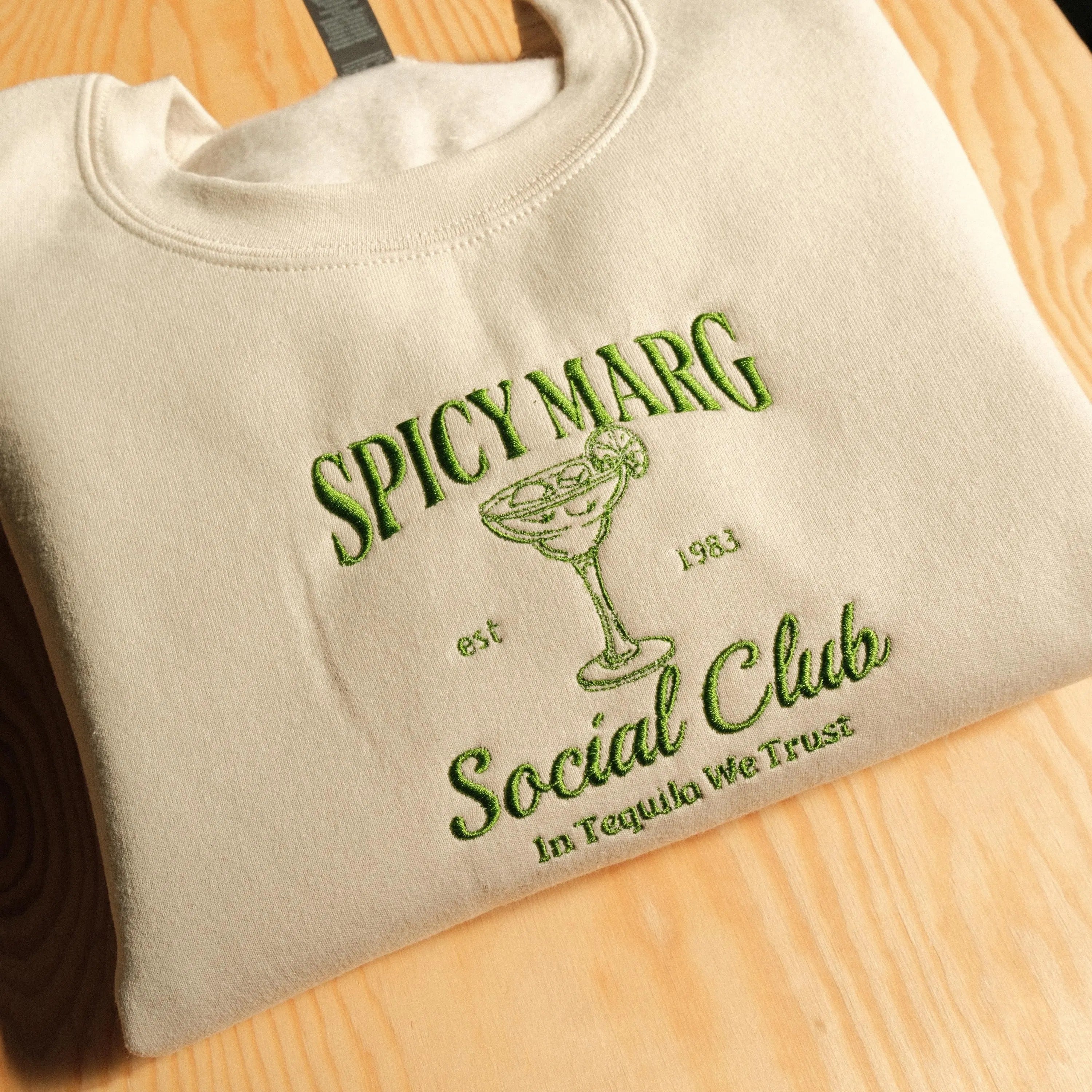 Spicy Marg Embroidered Sweatshirt, Cocktail Club Crewneck, Vintage Tequila Crewneck, Tequila Lover Gift, Margaritas Crewneck, Gift for Her