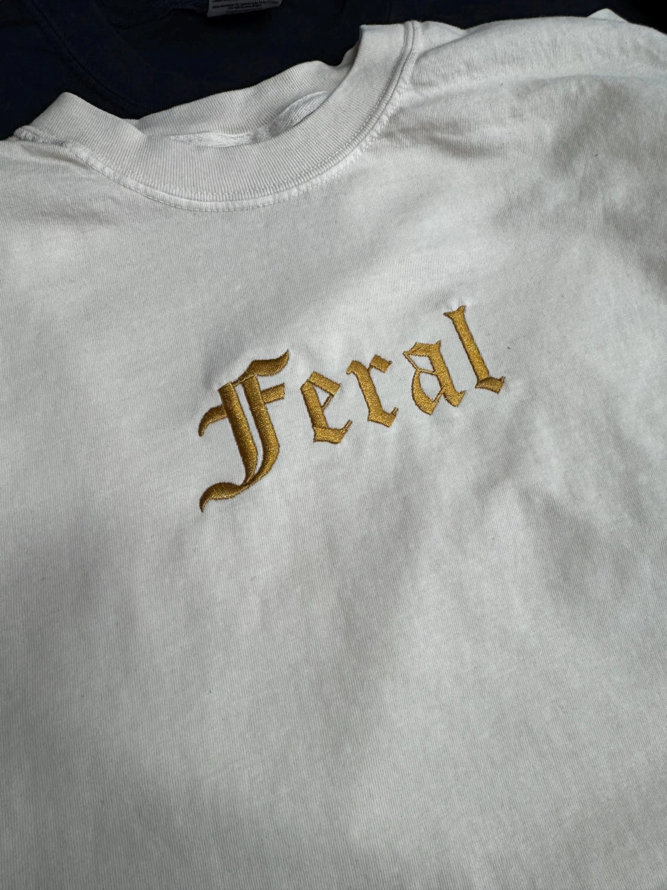 Feral Embroidered T-shirt - Comfort Colors T-shirt - Embroidered T-shirt - feral- gift- Choose your thread color! Custom embroidered shirt