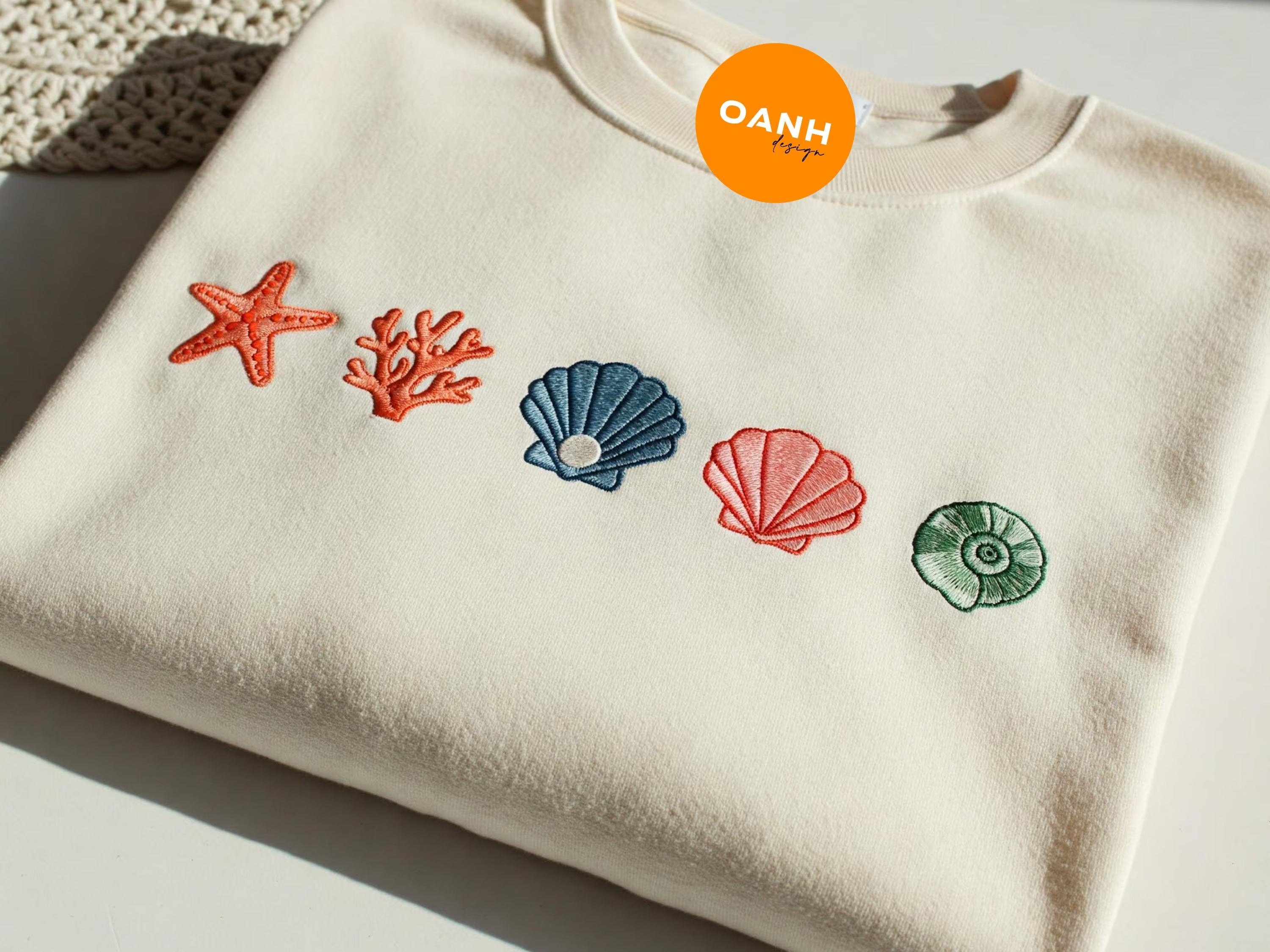 Seashell Embroidered Shirt, Coastal Aesthetic Beach Tee, Ocean Lover Gift, Minimal Shell Design, Cottagecore Summer T-Shirt for Her