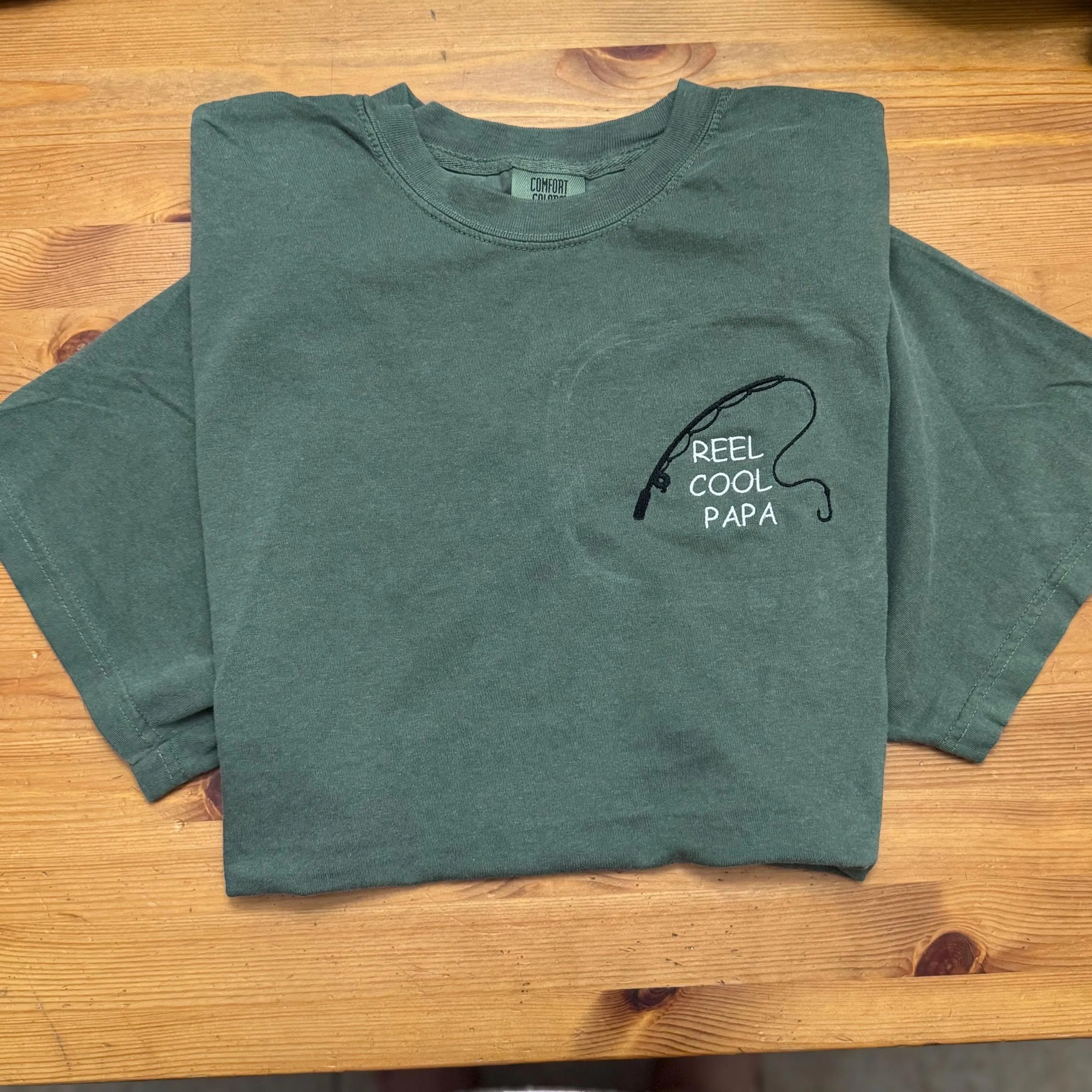 Reel Cool Papa Embroidered T-Shirt - Y2K Style | unisex T-shirt Comfort Colors- funny clothing- gift for him -Fathers Day- Fishing Shirt
