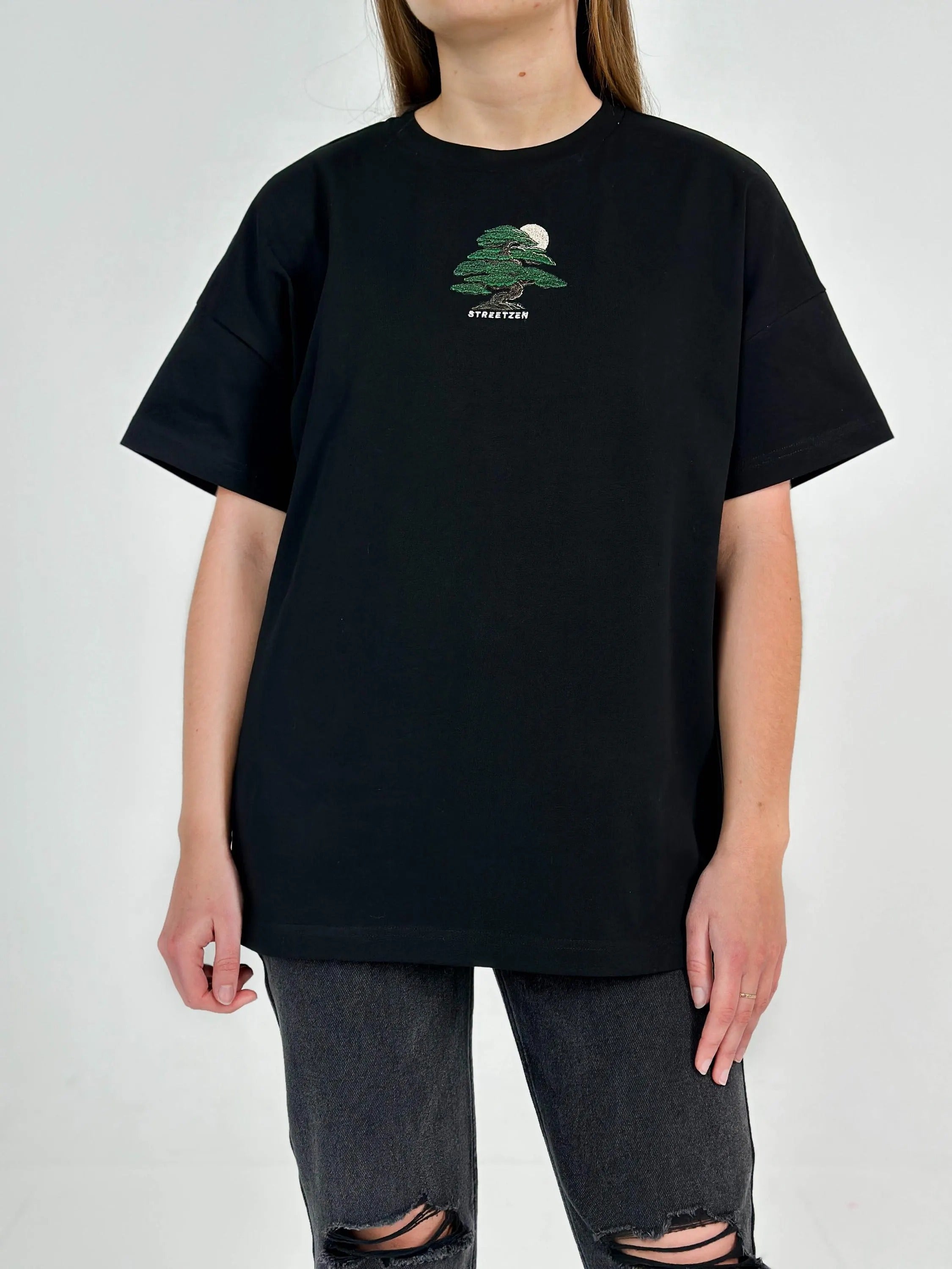 Embroidered T-Shirt Blades & Blossoms - 280GSM Heavy Cotton - Unisex